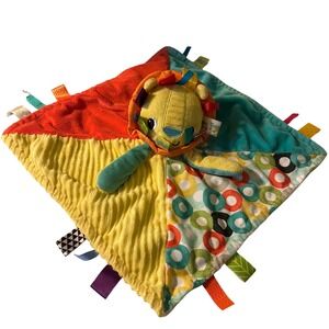 Bright Starts Taggies Lion Security Blanket Plush Lovey Yellow Orange Teal 52218
